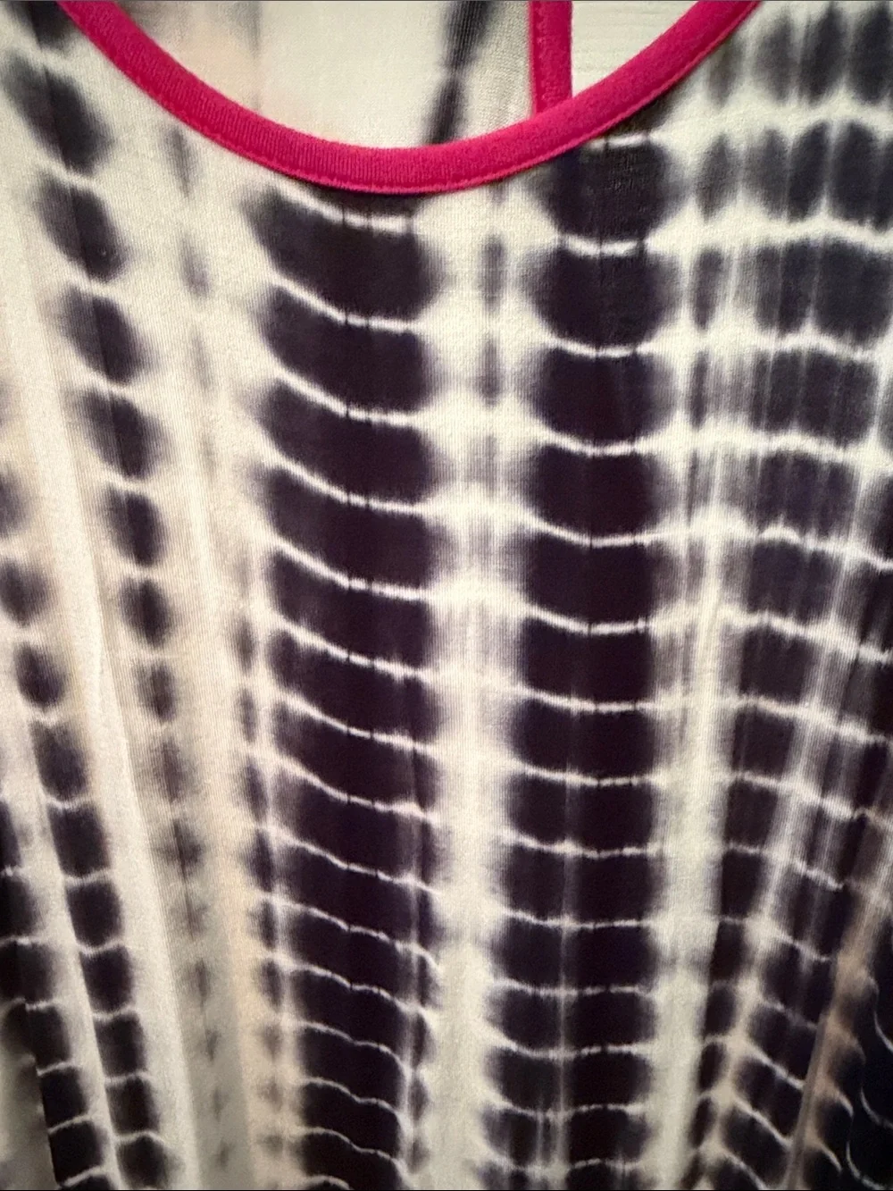 art class Black & White Tie-Dye Tank Dress with Pink Trim